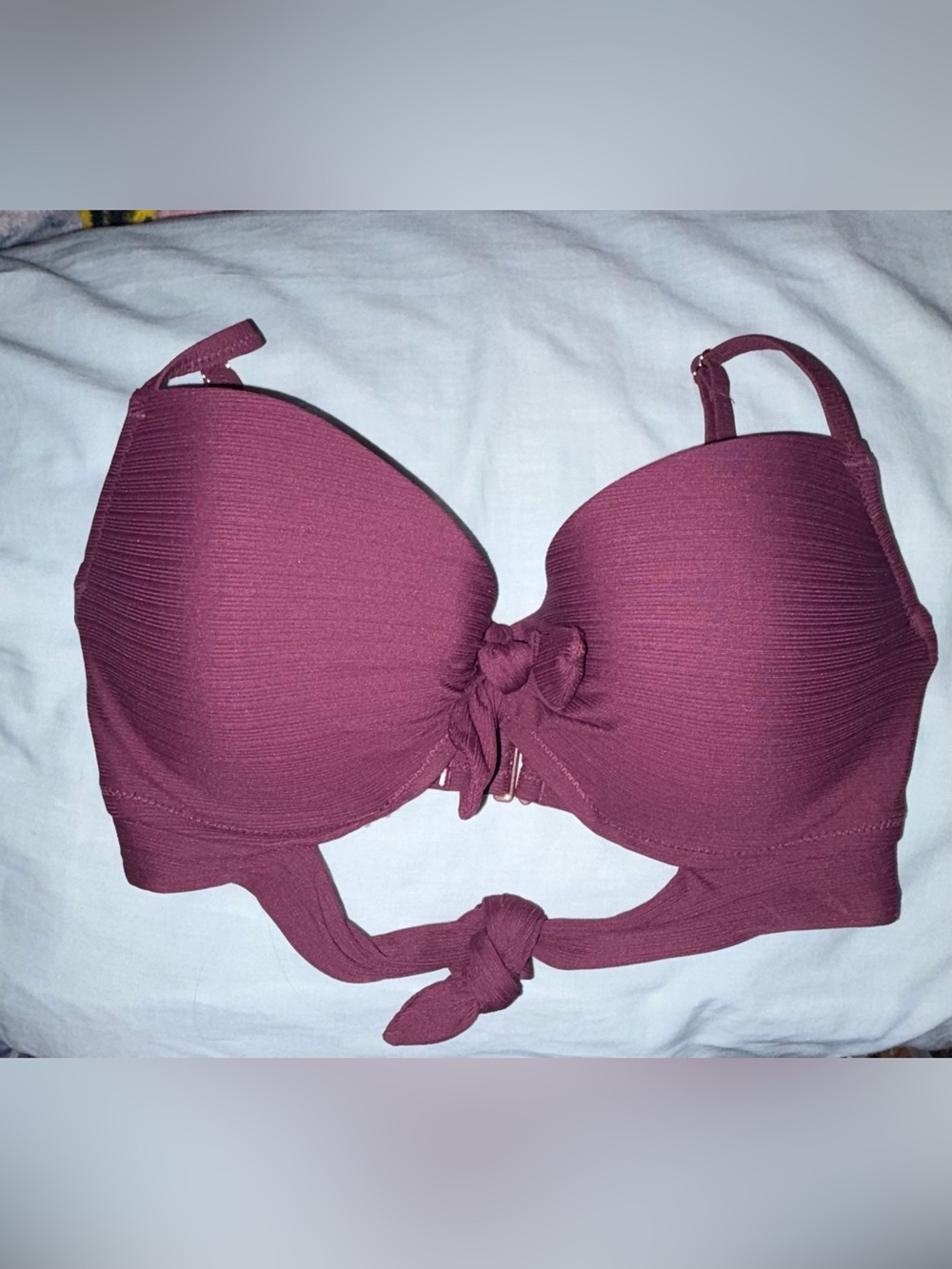 (34D) Women's Burgundy Ribbed Bikini